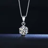 T GG 100% REAL 925 Solid Silver Pendant Necklace Round Luxury 8mm 2.0CT Zirconia Diamond Fine Jewelry for Women Gift