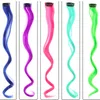 Extensions de cheveux synthétiques suspendus, cheveux longs et lisses, en Fiber de haute température, rose, rouge, bleu, noir