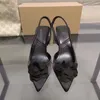 Scarpe eleganti HKAZ per le donne 2023 Autunno Bocca superficiale a punta Decorazione floreale Indietro Mix Sandali con tacco alto con tacchi aperti