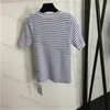 Designer Striped Knitwear Women Sweater Short Sleeved Pullover Slim Knitted Tops