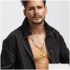 Hänge halsband stora halsbandskedja 4 storlek 14k gula guld kristna smycken Jesus Crucifix Mens Cross Pendant For Men Drop Delivery DH3JW