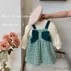 Girl's Dresses Girls 'Dress Set Autumn and Winter New Children's Long-Sleeved Puffy Sleeve Top + Fleece Sleeveless Princess Dress Two-Piece Set