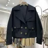 Women's Trench Coats Design Inspired Drawstring Loose Casual Short Windbreaker For 2023 Autumn Korean Waist Up Jacket
