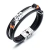 Bracelets de charme PU Bracelet Hommes Punk Multicouche Noir Tricoté Pour Les Femmes