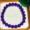 Link-Armbänder, 8 mm, natürliches Amethyst-Armband, Stein, Kristall, Damenmode, Schmuck, Einzelkreis, elastisches Seil, Geschenke