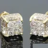 Stud Rhinestone Crystal Earrings Copper Gold Color Square Cubic Zircon Earring Women Men Fashion Hip Hop Jewelry232X Drop Delivery Je Dhvfb