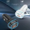 Super Fast Quick Charging 43W USB C PD Car Charger F1 LED Dual Ports PD25W Auto Power Adapters For Ipad 2 3 4 Iphone 13 14 15 Plus Samsung Android phone Gps PC With Box