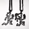 Stainless Steel Hatchetman BLACK juggalette Skeleton 2 S steel CHARM INSANE CLOWN POSSE TWIZTID RARE &black Curb chain neckl232s