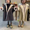 Manteau d'hiver en duvet pour bébés filles et garçons, uni, à capuche, simple boutonnage, doublure polaire, vestes longues, coupe-vent pour écoliers, tenue pour enfants de 1 à 12 ans