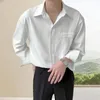 Męskie koszule Lapel koszula Formalne biuro w stylu biznesowym z jedno-piersiowym guziki długie rękawy w miękkim do pracy