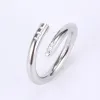 Lüks Klasik Tırnak Ring Tasarımcı Halkası Moda Unisex Cuff Ring Çift Bilek Altın Yüzük Takı Sevgililer Günü Hediyesi