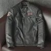 Jaquetas masculinas motociclista estilo motor vintage qualidade masculina jaqueta de couro genuíno fino 100 natural casaco de couro 231219