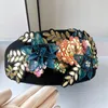 Berets 202311-2508535 Ins Chic Winter Wool Filt kleurrijke pailletten bloemen dame baret cap vrouwen vrijetijdsschilder hoed