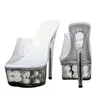 Sapatos de vestido sexy transparente cristal chinelos romântico rosa noiva casamento ultra salto alto plataforma flor mulheres bombas