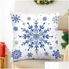 Cushion/Decorative Pillow Elk Pillowcase Vibrant Christmas With Den Zipper Snowflake Print Square Throw Er For Sofa Festive Drop Del Dhwvh