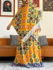 Ethnische Kleidung Afrikanische Frauen Dashiki Kleid Kaftan Abaya Baumwolle Sommer ärmelloser Druck Blumen lose lässige Robe mit großem Schal