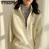 Women's Hoodies Half High Collar Sweater Plush Thickened Warm Fleece Coat Zipper Mock Neck Loose Pullover Korean Streetwear Sweatshirt