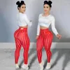 Women's Pants Tight-fitting Printed Track Stripe Print High Waist Yoga Leggings For Women Stretchable Fitness Gym Workout Wear