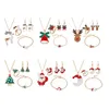 Necklace Earrings Set Christmas Sets Multi Color Enamel Santa Clause Reindeer Ring Bracelet Jewelry Gift