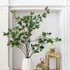 Flores decorativas planta artificial ramos verdes falso ficus galho folha vegetação hastes para casa escritório loja jardim vaso de casamento enchimento