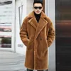 Herrjackor Autumn Winter Men tjocka varm nallebjörn kappa långärmad fleece faux päls dike outwear casual lös överrock l43 231218