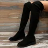 Stivali invernali sopra il ginocchio Stivali da donna Tessuti elasticizzati Tacco alto Slip on Scarpe a punta Donna Stivali alti da donna lunghi 231218