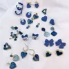 Ensemble de boucles d'oreilles en acrylique pour femmes, bijoux avec nœud goutte d'amour, cœur bleu, vente en gros