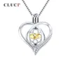 CLUCI 925 Locket for Women Necklace Jewelry Making 925 Sterling Silver Heart Zircon Pearl Cage Pendant SC362SB305h