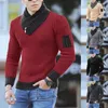 Maglioni da uomo Casual uomo sciarpa lavorata a maglia maglione a collo alto stile per uomo slim fit tinta unita caldo abbigliamento pullover in cotone vintage