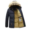 Vestes pour hommes 2024 Marque Épaississement Hommes Hiver Polaire Veste Épais Chaud À Capuchon Col De Fourrure Manteau Solide Couleur Vêtements Pour Hommes Vêtements