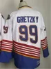 CCM Men 99 Wayne Gretzky Jerseys Hockey Reverse Retro emeryt vintage niebieski biały czarny żółty pomarańczowy sport mundur zszyty 70