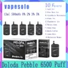 Autentyczny Doloda Pebble 6500 Puff Ujeżdżalny E Pióro Pióra Pióra 13 ml Wstępnie wypełniona płyn 500 mAh Bateria 10 Smaki Waporyzator