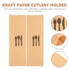 Storage de cuisine 100 PCS Kraft Paper Couvreries Ensemble de couvertures à fourche jetable Rack de couvercle El El Sacs Ustensile Dîner