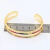 Bangle Double Layer Cuff Bangle Bracelet Gold Color Copper Multi Color Rainbow Bangles for Women Girls Fashion Jewelry 231218