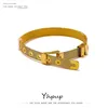 Bangle Yhpup Chic Stainless Steel Bracelet for Women Occident Metal Texture Design 18 K Trendy Jewelry Gift 231219