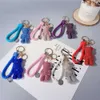 New Arrival Creative Cute Pink Blue Bling Diamond Violent Rhinestone Bear Keychains