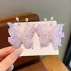 Accessori per capelli 2 pezzi/set graziose clip a farfalla ricamate per bambina copricapo forcina per principessa frangia clip laterale per bambini