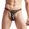 Calzoncillos sexy para hombre, calzoncillos con bolsa impresa, bragas de cintura baja, levantamiento de cadera, ropa interior corta, Bikini, lencería