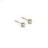 Ins Jewelry Oorbellen Super Flash 3 Grade a Single Diamond Stud Titanium Staal Materiaal van goud