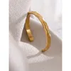 Bangle Yhpup Minimalist Gold Color Tarnish Free Fashion Stainless Steel Bracelet Metal Texture Simple Open Charm Wrist Jewelry 231219