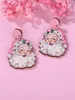 Boucles d'oreilles pendantes en bois rose, chapeau de père noël, adapté aux femmes à porter sur les cadeaux de noël pour adolescentes