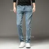 대형 패션 크기 디자이너 청바지, 2024 Fit High Slim Straight Leg Elastic Autumn 및 Winter Thick Men 's Ash