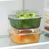 収納ボトルキッチンフレッシュキーピングボックスジンジャーガーリックタマネギ再利用可能な2層野菜フルーツ排水バスケット冷蔵庫オーガナイザー