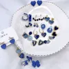 Ensemble de boucles d'oreilles en acrylique pour femmes, bijoux avec nœud goutte d'amour, cœur bleu, vente en gros