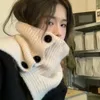 Lenços moda coreana cor sólida botão cachecol para mulheres meninas outono inverno engrossado à prova de frio de malha xale proteção de pescoço