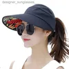 Visors Summer Sun Protection Folding Sun Hat for Women Wide Brim Cs Ladies Beach Hat Visor Hat Girl Holiday UV Protection Women HatsL231219