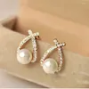 Kolczyki stadnorskie Koreańska perła idealna na specjalne okazje ręcznie dobrane perły Oświadczenie Kobiet luksusowe lśniące diamenty