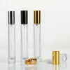 Lagringsflaskor Atomizer Mist Spray Bottle Gold Silver Black Pump Lock Rund kosmetisk påfyllningsbar 10 ml transparent glas tom parfym