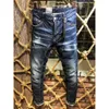 Ventes chaudes Hommes Jeans Trou Bleu Clair GRIS Foncé ITALIE Marque Pantalon Long Homme Pantalon Streetwear Denim Skinny Slim Droit D2 Biker Jean Real 8855