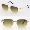 2021New Rimless Unisex Fashion Leopard Series Sunglasses Metal Driving Vintage Glasses High Quality Designer UV400 Frameless Diamo269H